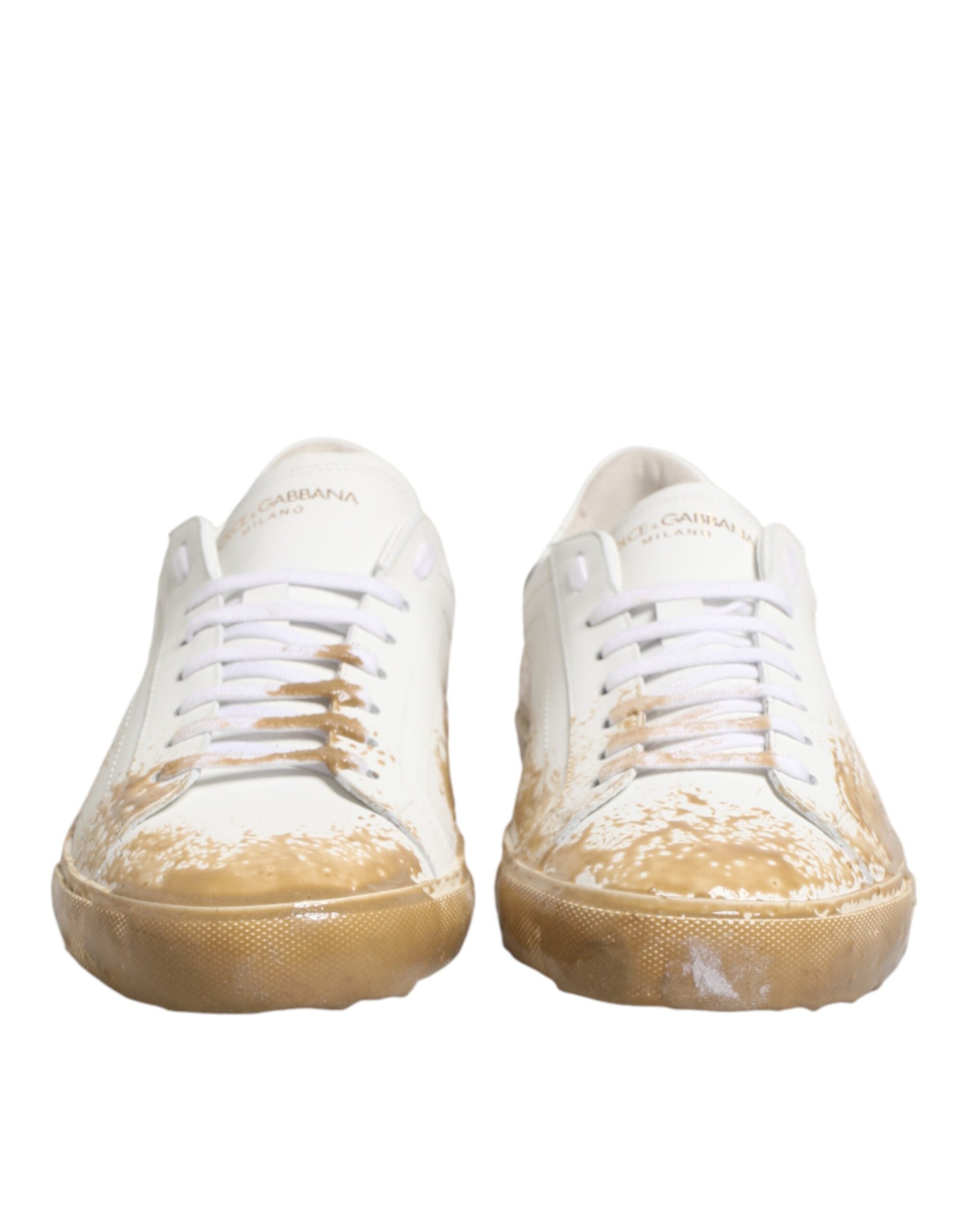 Dolce & Gabbana White Patent Leather Low-Top Sneakers