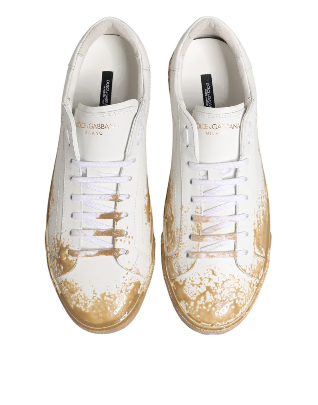 Dolce & Gabbana White Patent Leather Low-Top Sneakers