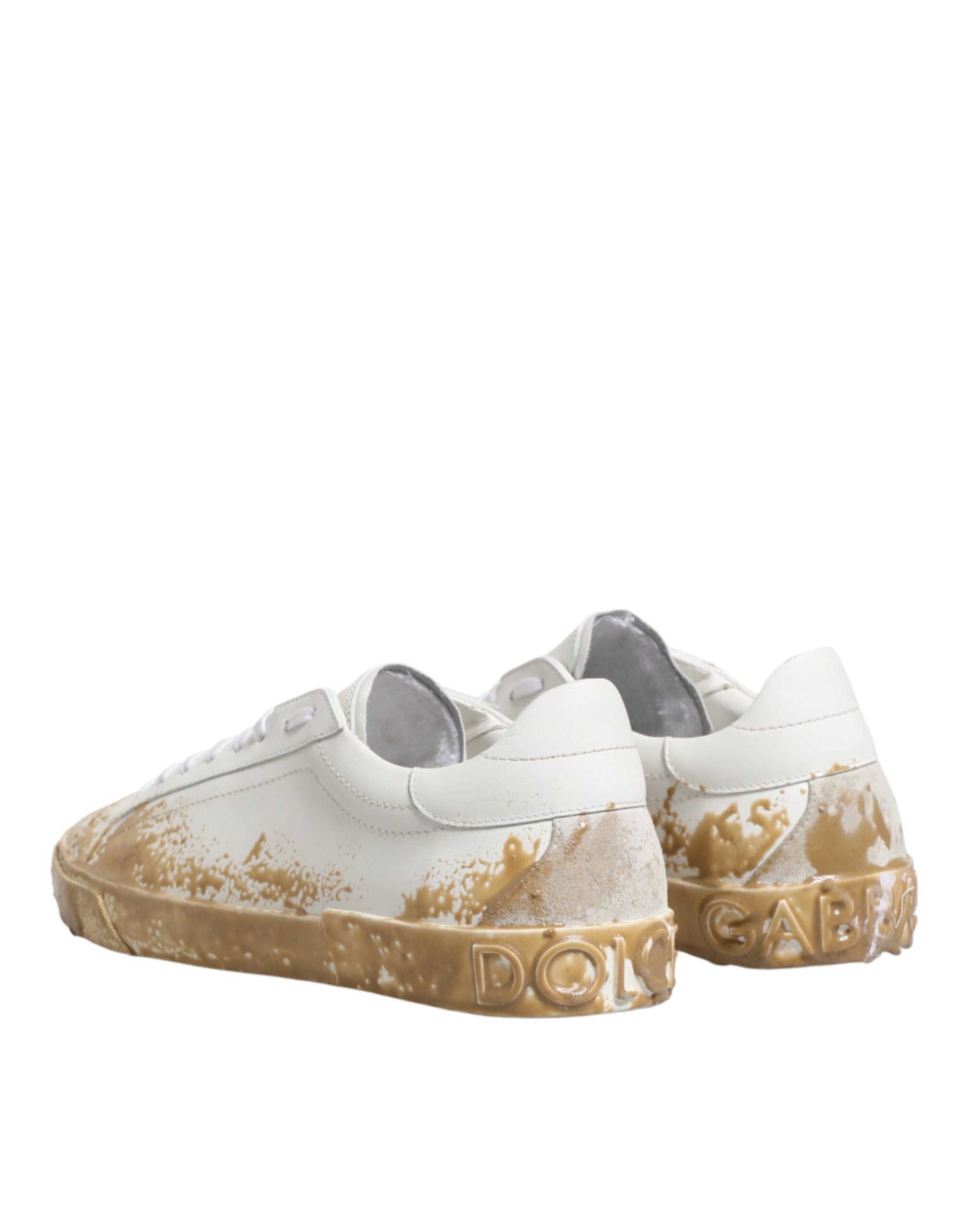 Dolce & Gabbana White Patent Leather Low-Top Sneakers