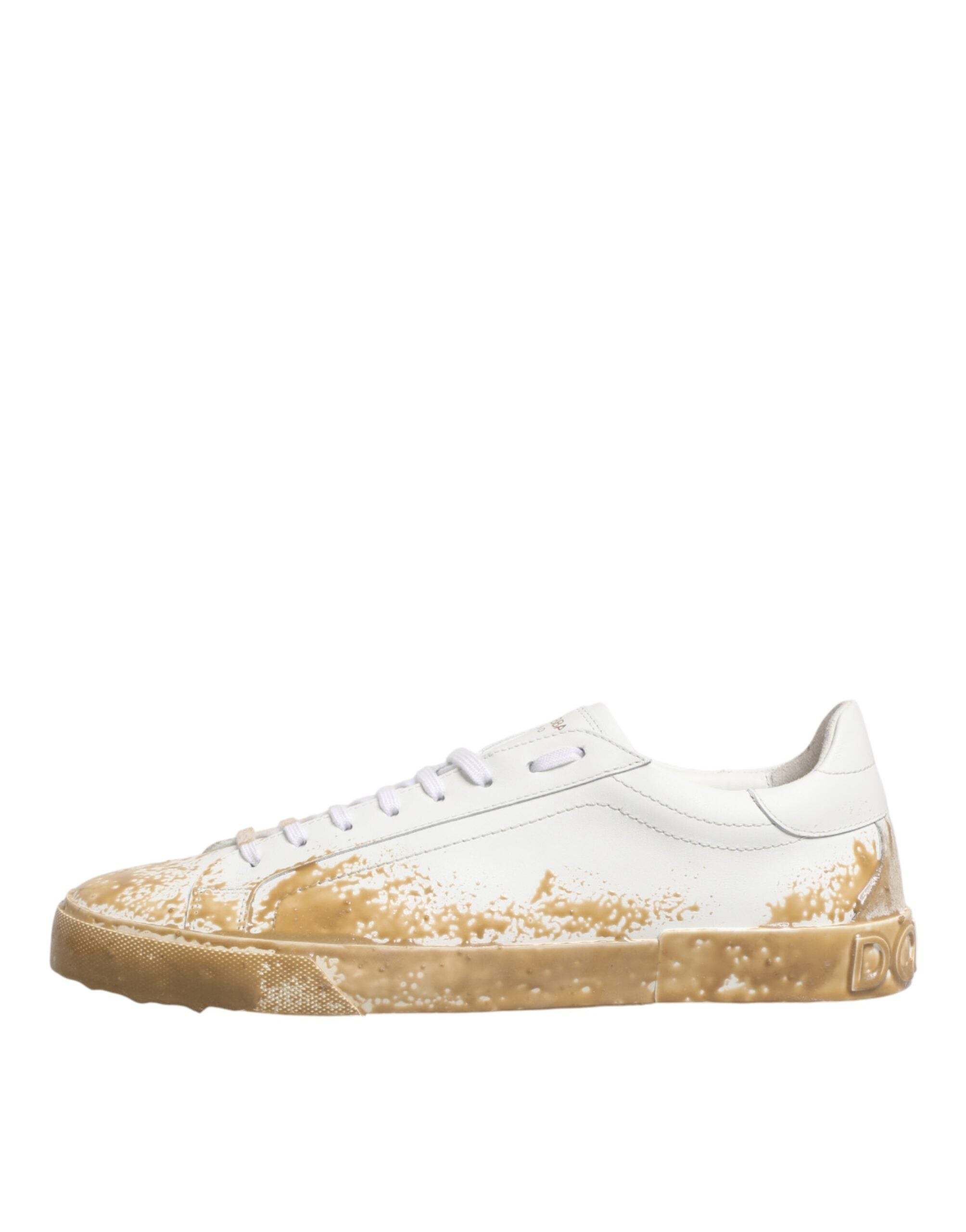 Dolce & Gabbana White Patent Leather Low-Top Sneakers
