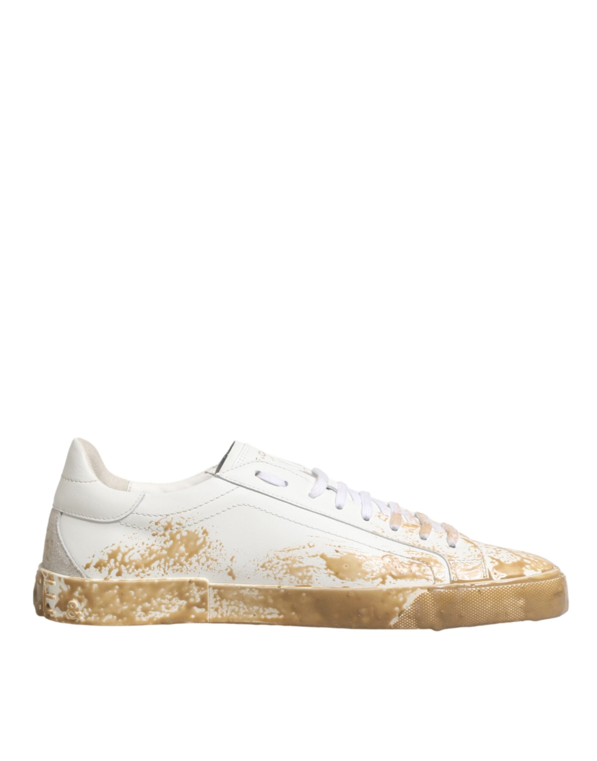 Dolce & Gabbana White Patent Leather Low-Top Sneakers