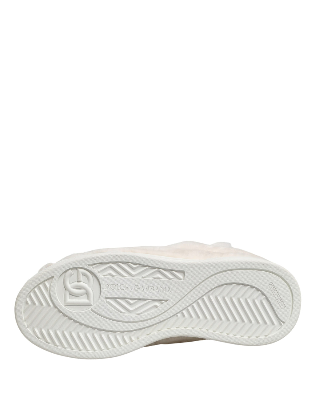 Dolce & Gabbana White Shearling Fur Bianco Low-Top Sneakers Shoes