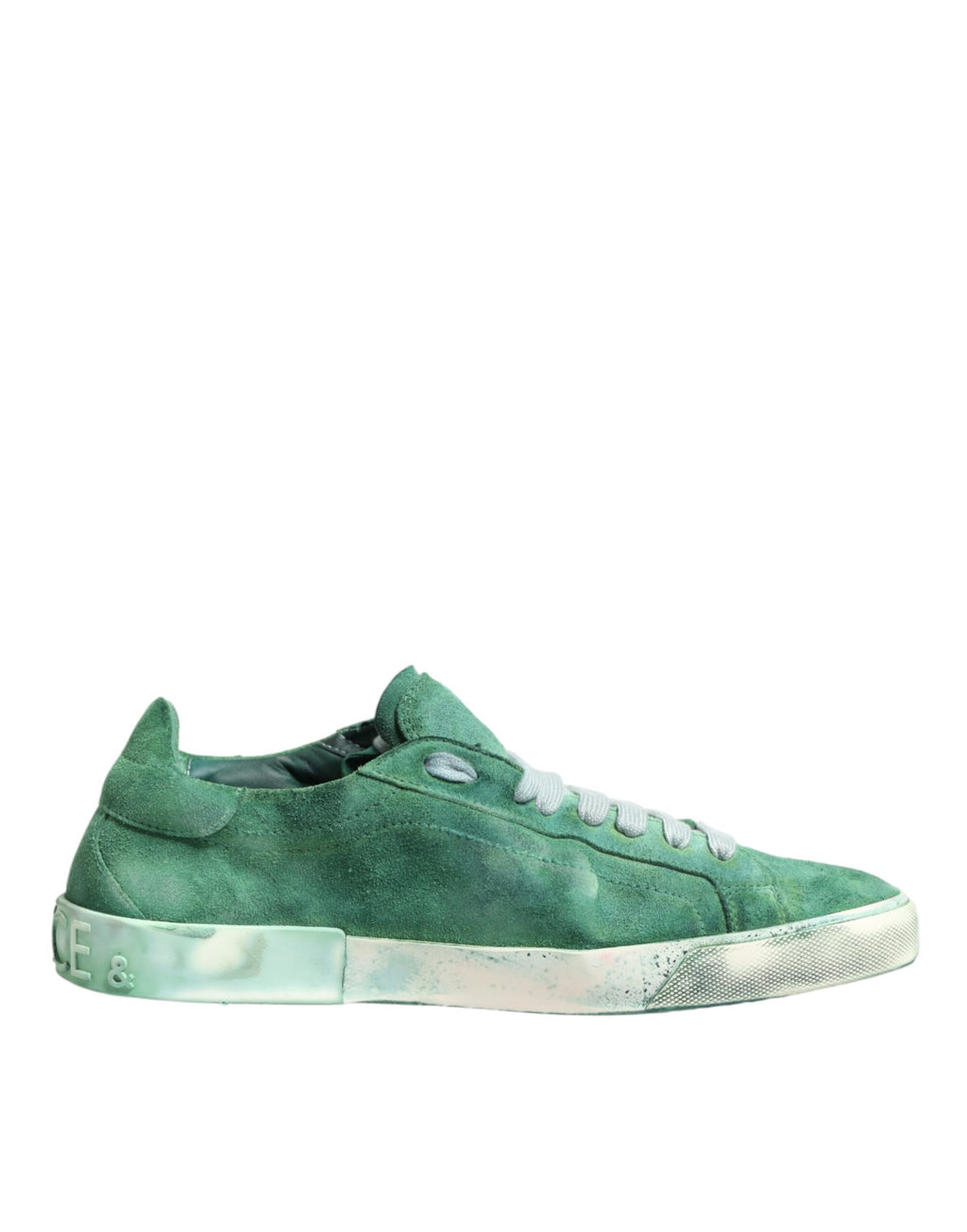 Dolce & Gabbana Green Suede Sneakers with DG Logo Sole, Low-Top