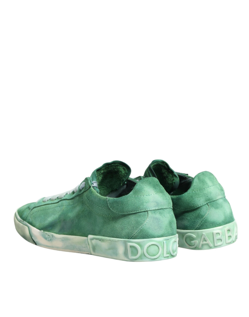 Dolce & Gabbana Green Suede Sneakers with DG Logo Sole, Low-Top