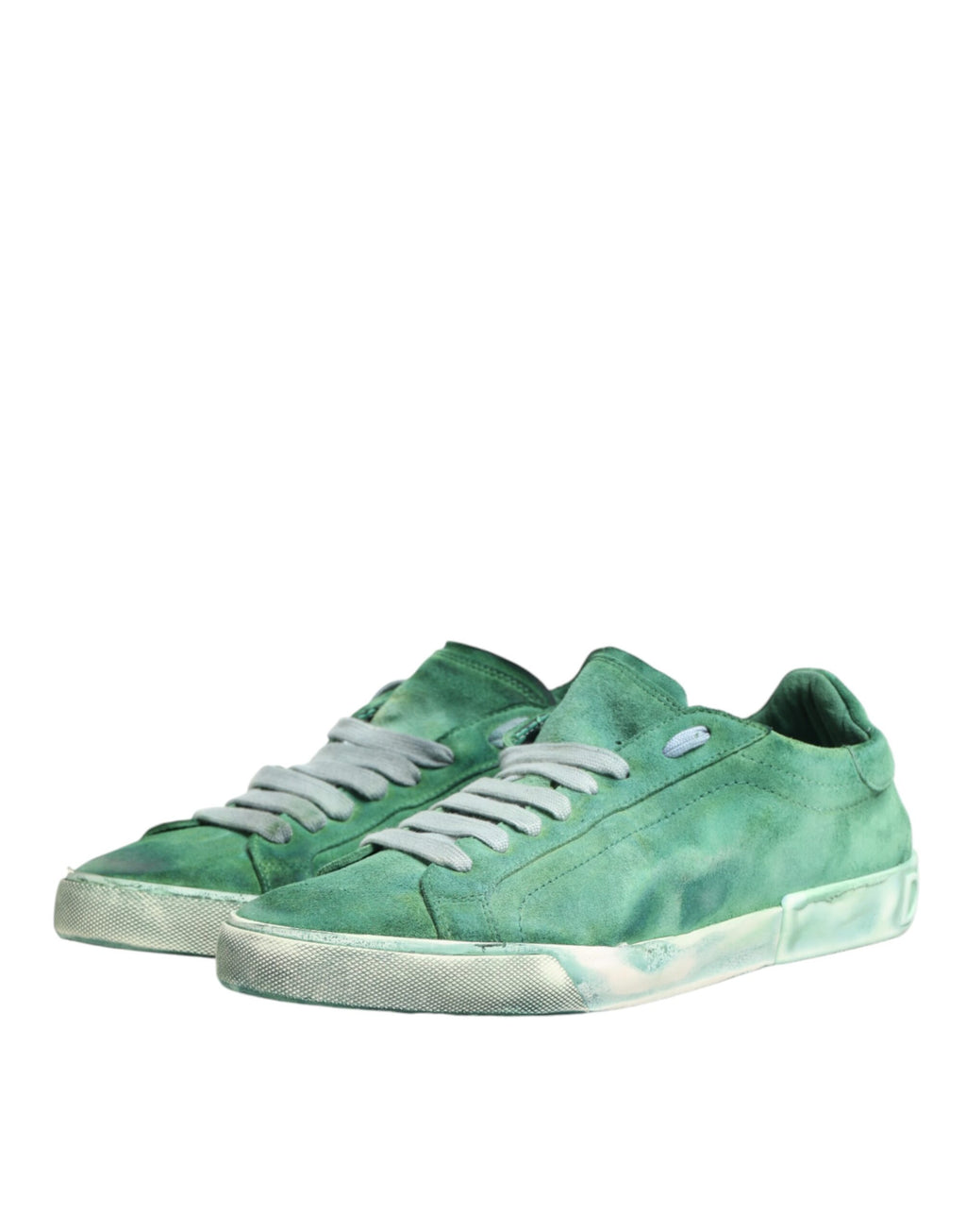 Dolce & Gabbana Green Suede Sneakers with DG Logo Sole, Low-Top