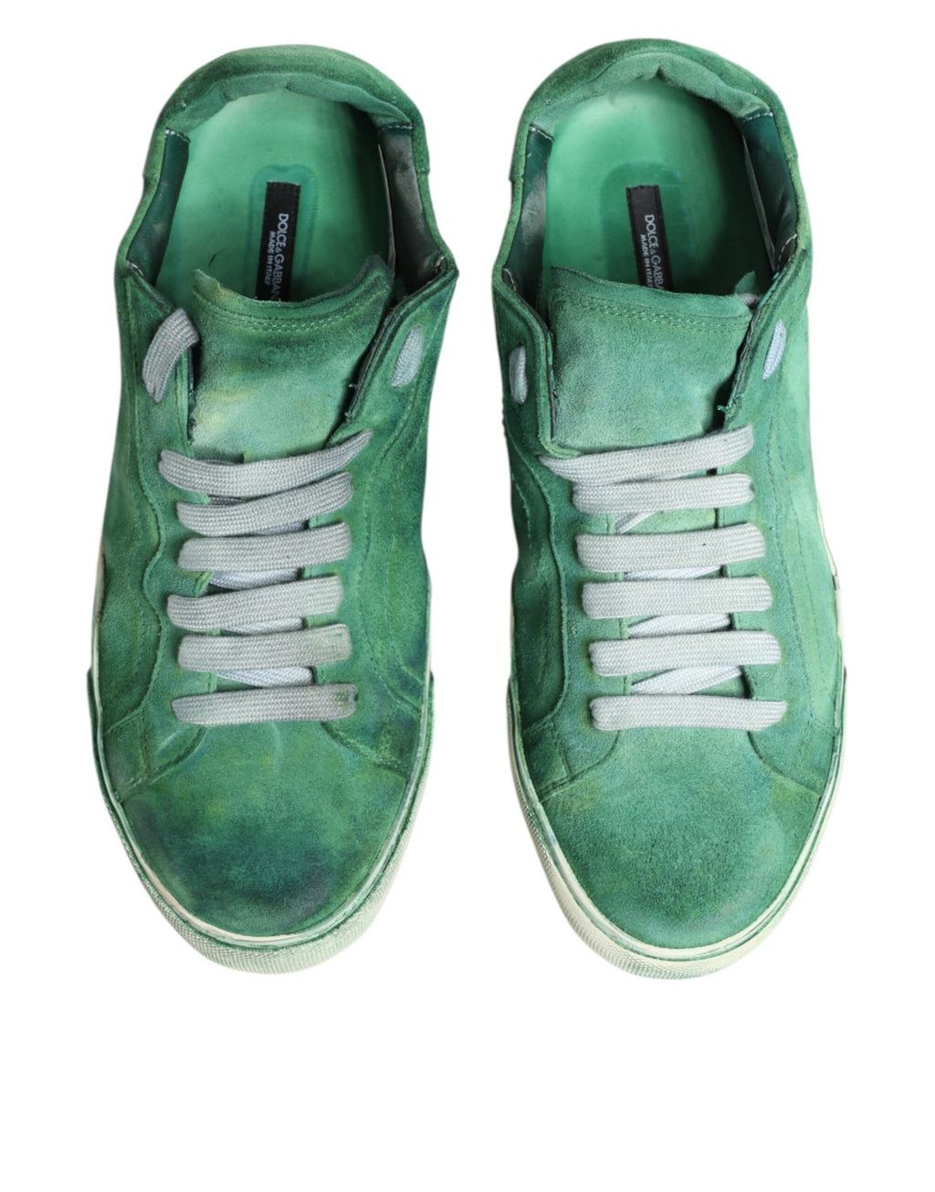 Dolce & Gabbana Green Suede Sneakers with DG Logo Sole, Low-Top