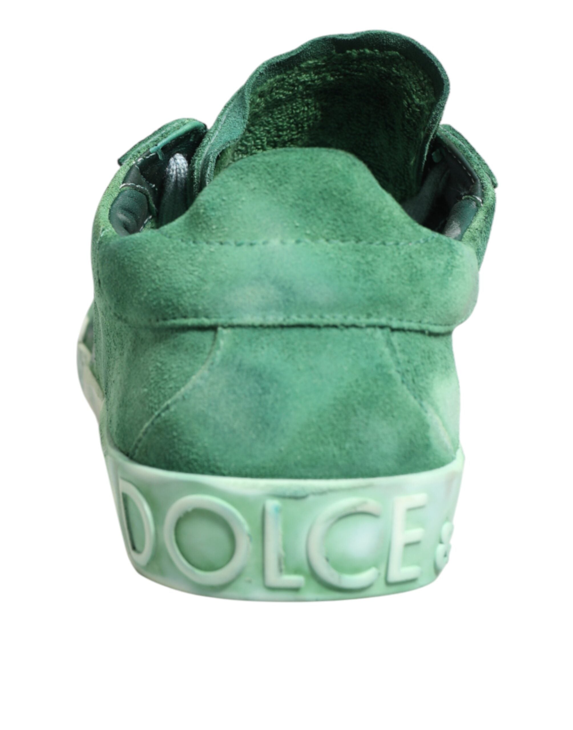 Dolce & Gabbana Green Suede Sneakers with DG Logo Sole, Low-Top