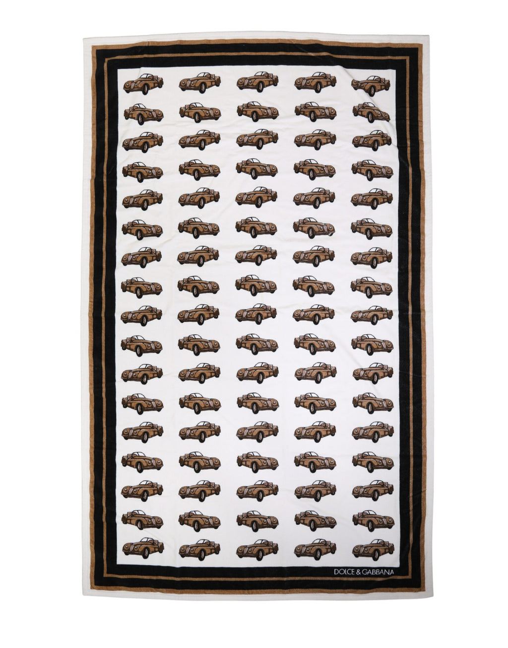 Dolce & Gabbana Beach Towel White Cotton Car Graphic Print 115cm x 180cm