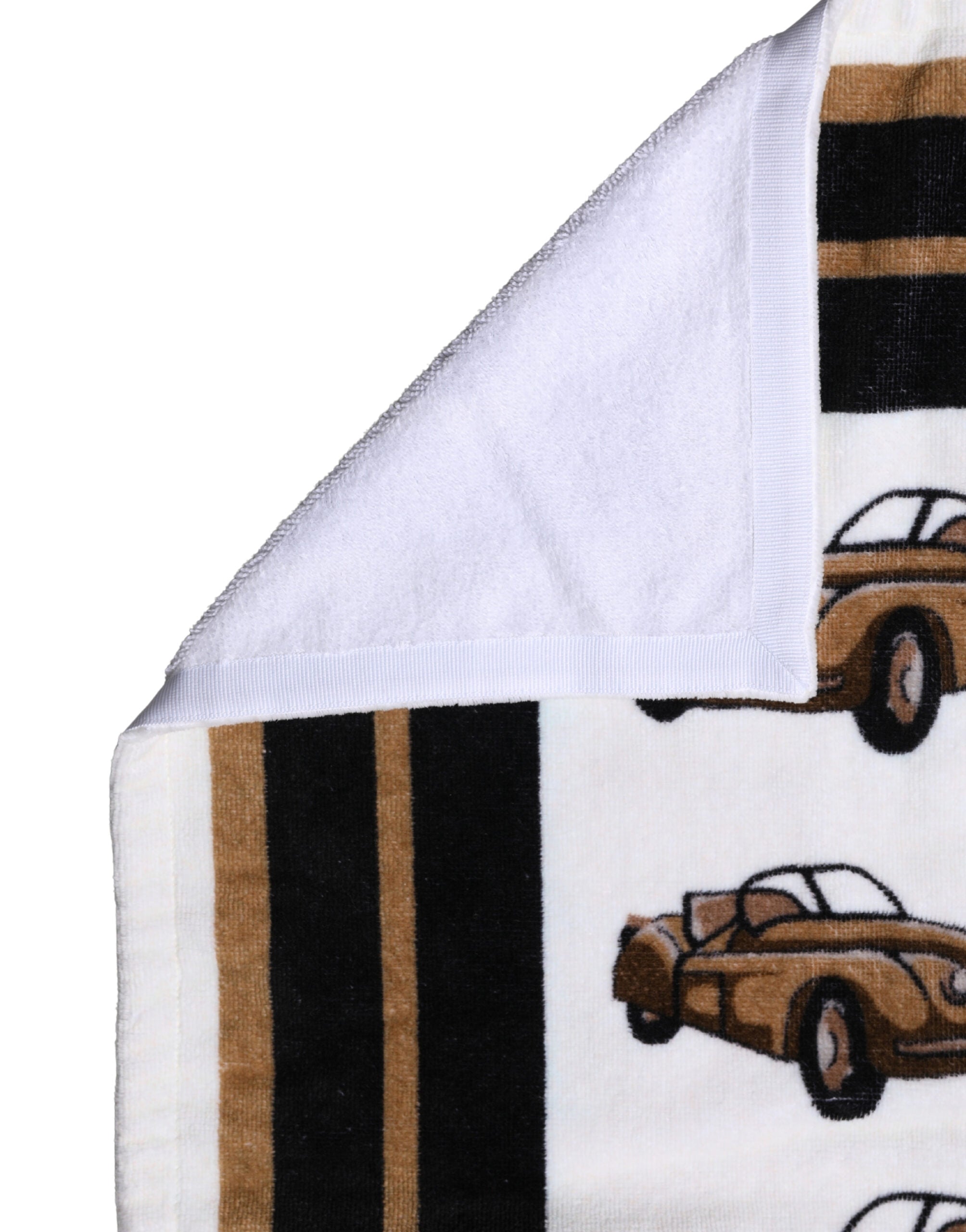 Dolce & Gabbana Beach Towel White Cotton Car Graphic Print 115cm x 180cm