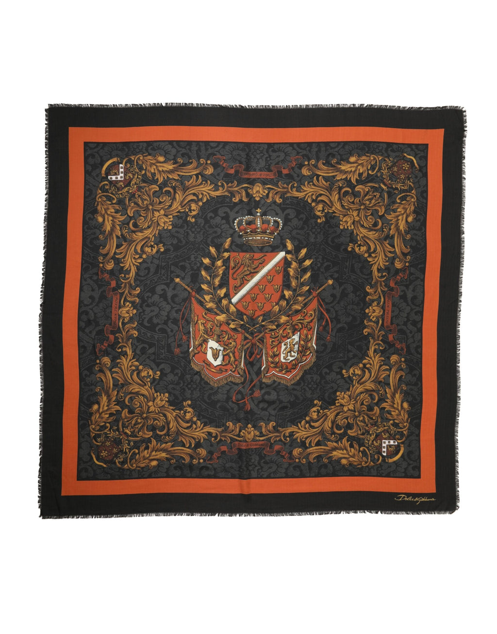 Dolce & Gabbana Mehrfarbiger Schal aus Kaschmir mit Wappen-Print, 272 cm x 132 cm