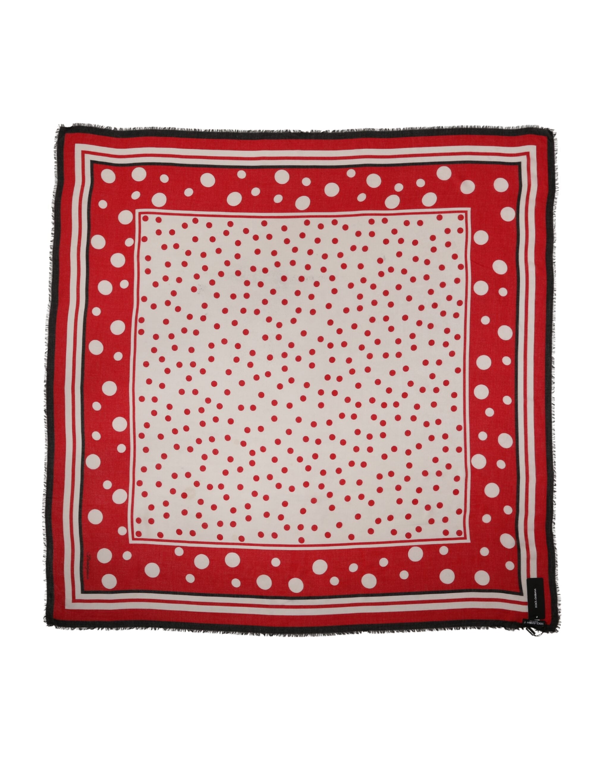 Dolce & Gabbana Red Foulard with Polka Dot Print, 130cm x 130cm