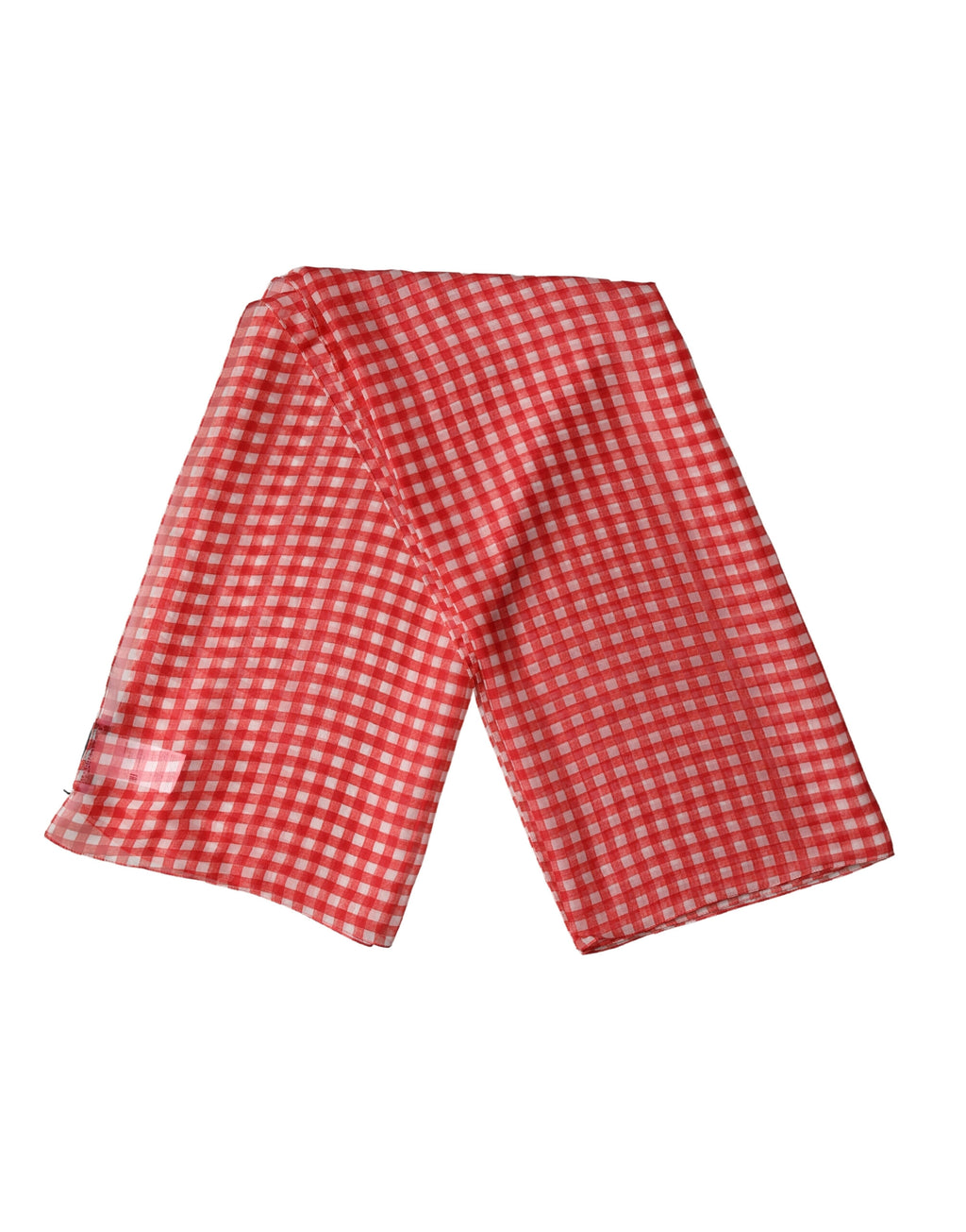 Dolce & Gabbana Silk Scarf Foulard White-Red Checked 140cm x 136cm