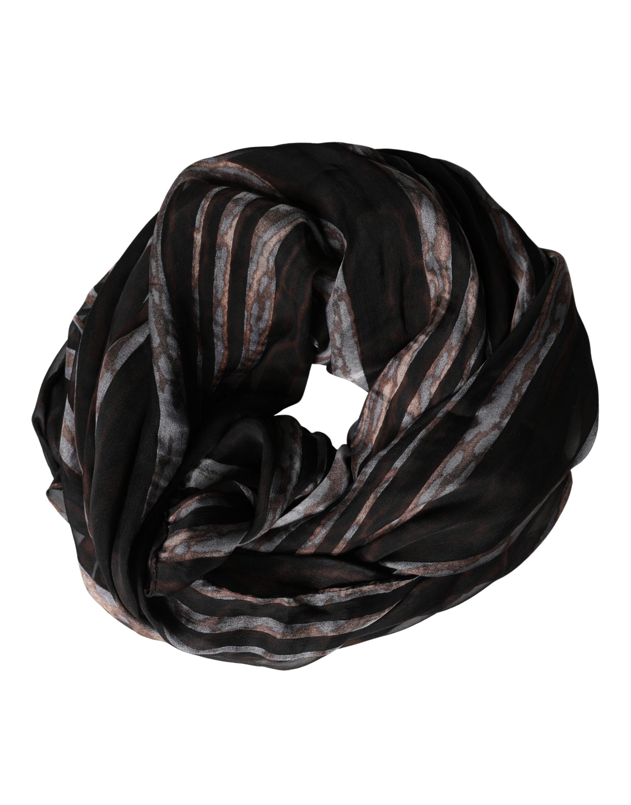 Dolce & Gabbana Black Striped Silk Scarf 193cm x 131cm Stole