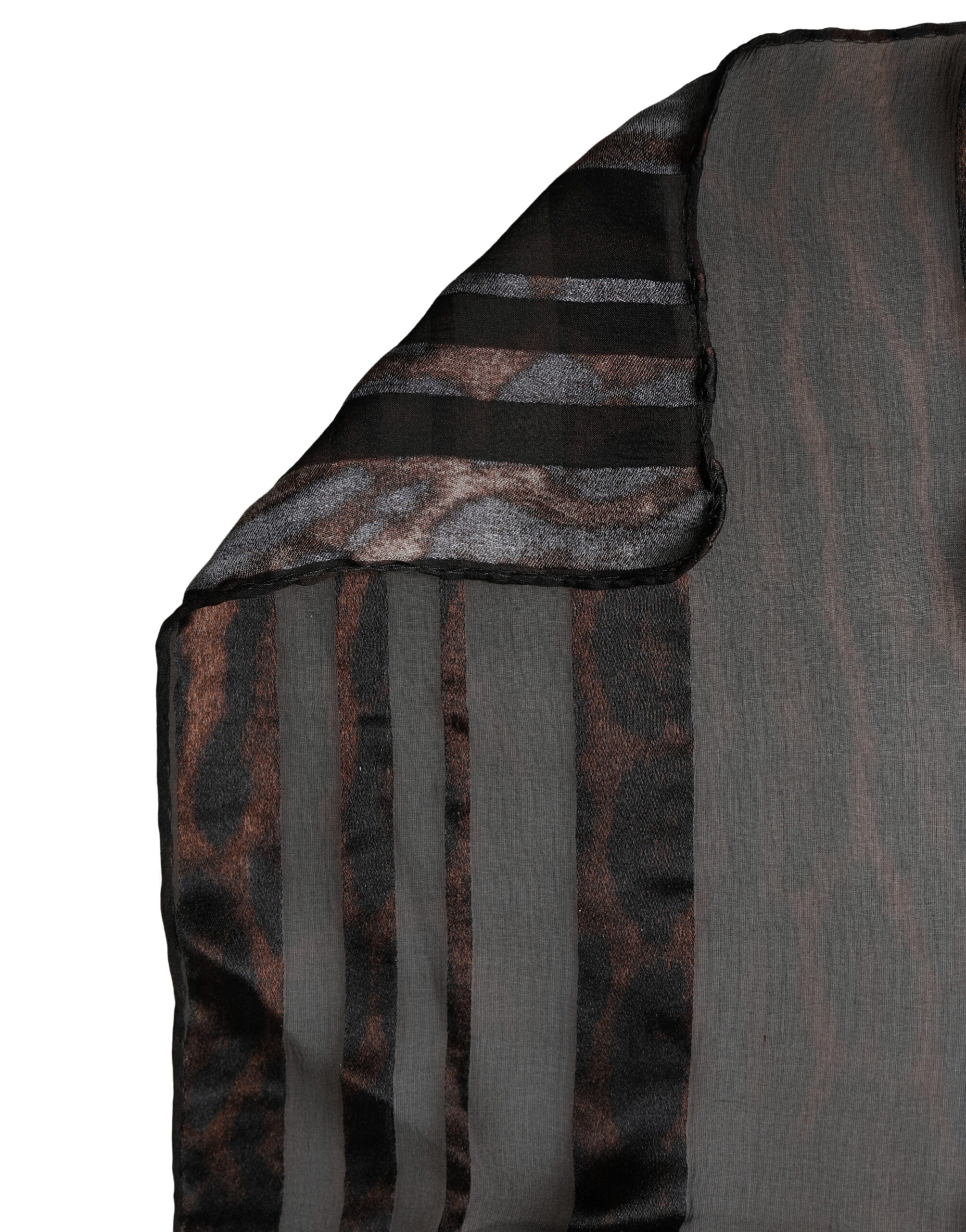 Dolce & Gabbana Black Striped Silk Scarf 193cm x 131cm Stole