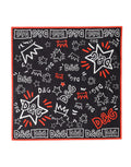 Dolce & Gabbana Black, White and Red DG Crown Cotton Foulard Scarf 47cm x 46cm