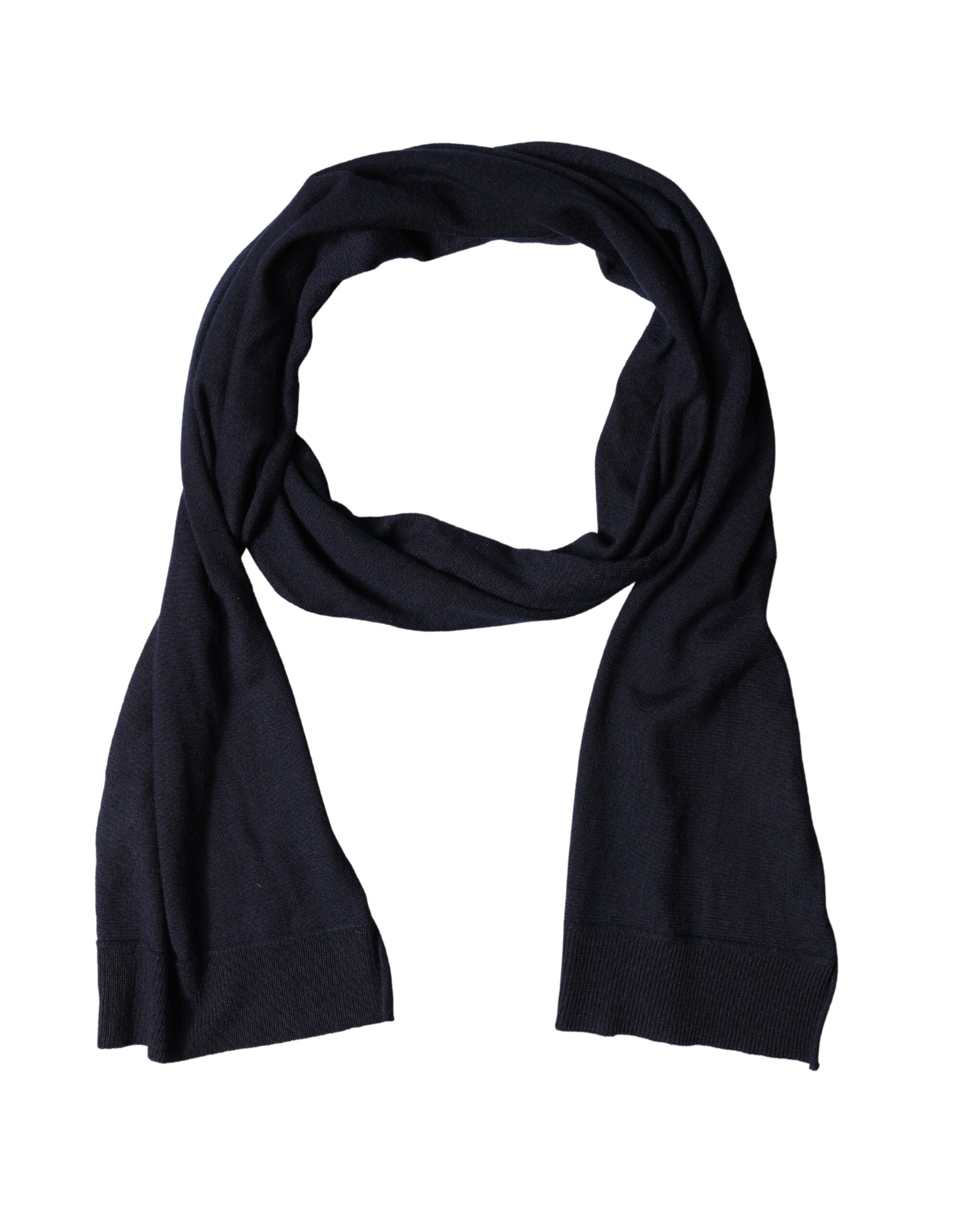 Dolce & Gabbana Black Wool Scarf with Shawl Collar 200cm x 25cm Scarf