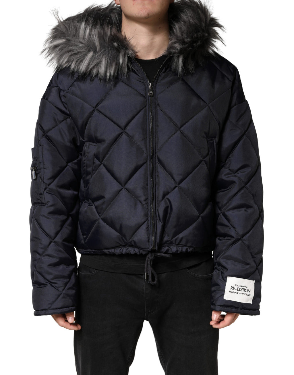 Dolce & Gabbana Black Quilted Lambskin Hooded Jacket