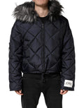 Dolce & Gabbana Black Quilted Lambskin Hooded Jacket