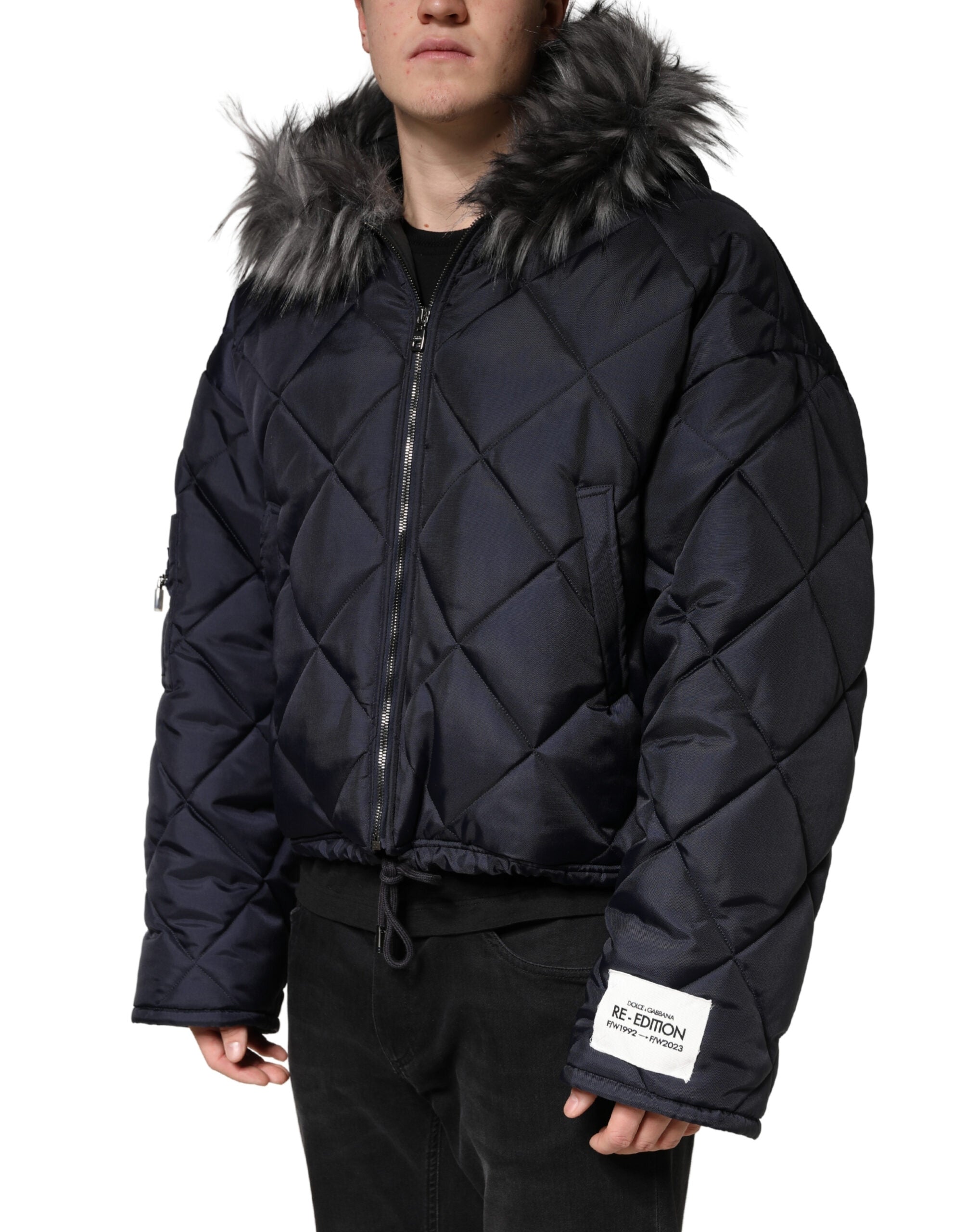 Dolce & Gabbana Black Quilted Lambskin Hooded Jacket