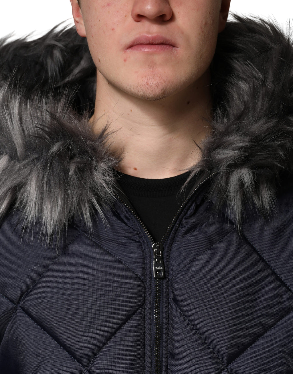 Dolce & Gabbana Black Quilted Lambskin Hooded Jacket