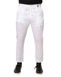 Daniele Alessandrini Weiße Skinny Fit Hose mit Farbklecks-Print