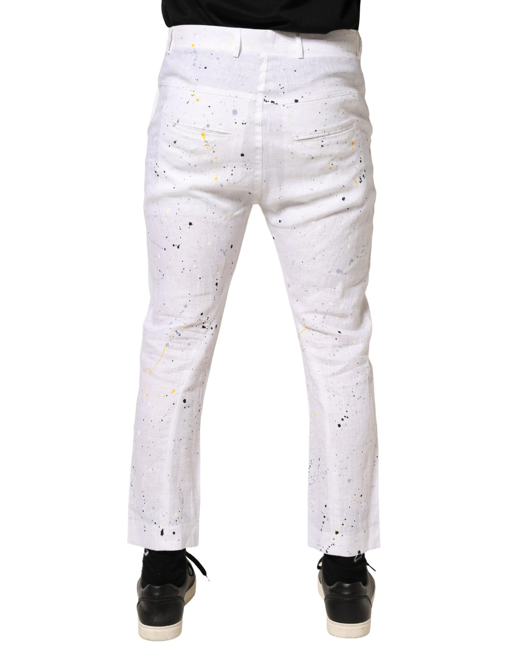 Daniele Alessandrini Weiße Skinny Fit Hose mit Farbklecks-Print