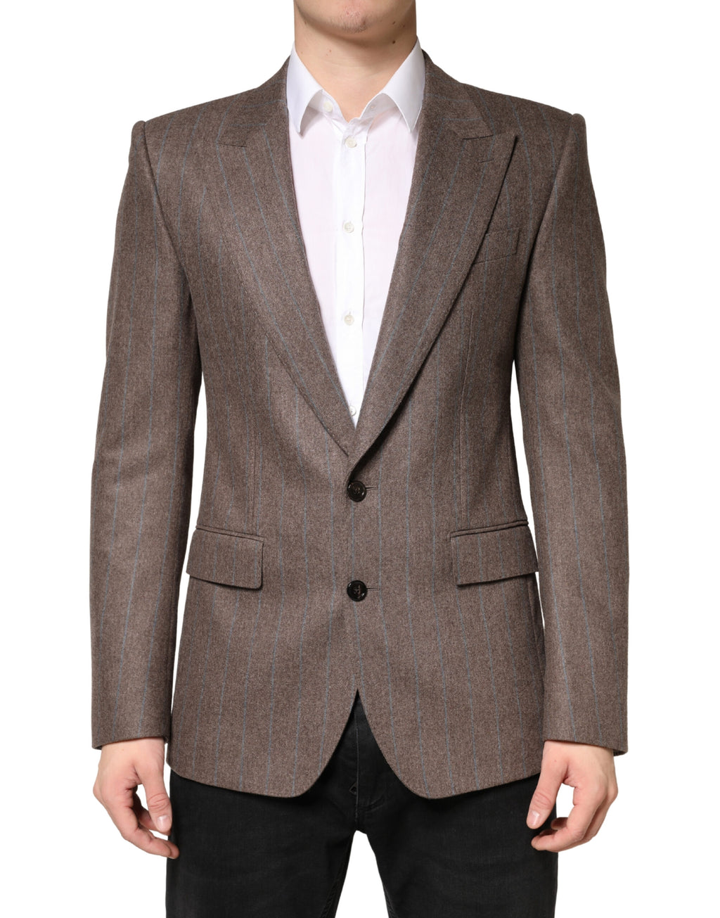 Dolce & Gabbana Brown Pinstripe Single-Breasted Blazer