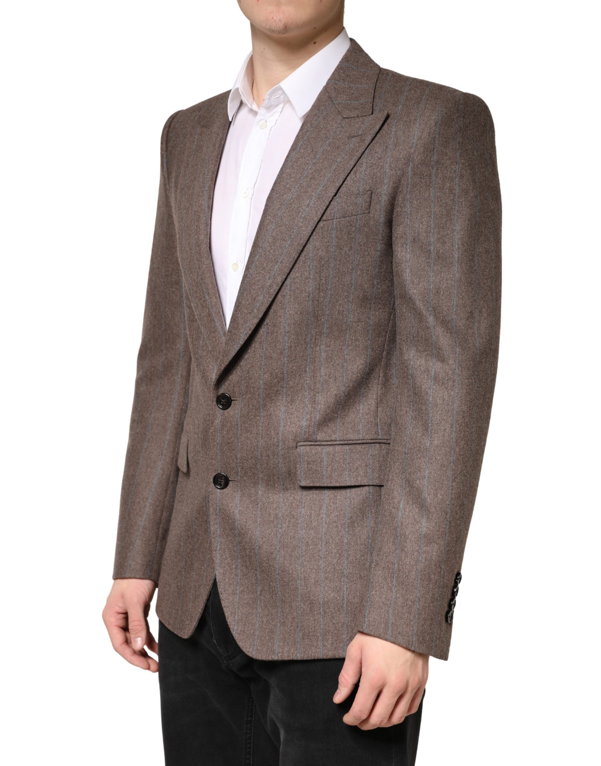 Dolce & Gabbana Brown Pinstripe Single-Breasted Blazer