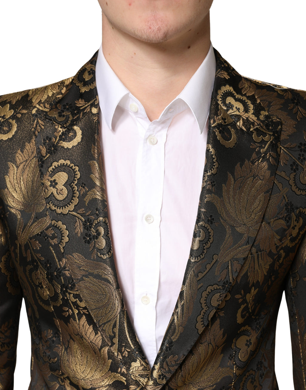 Dolce & Gabbana Goldfarbener Jacquard-Sakko mit einem Knopf