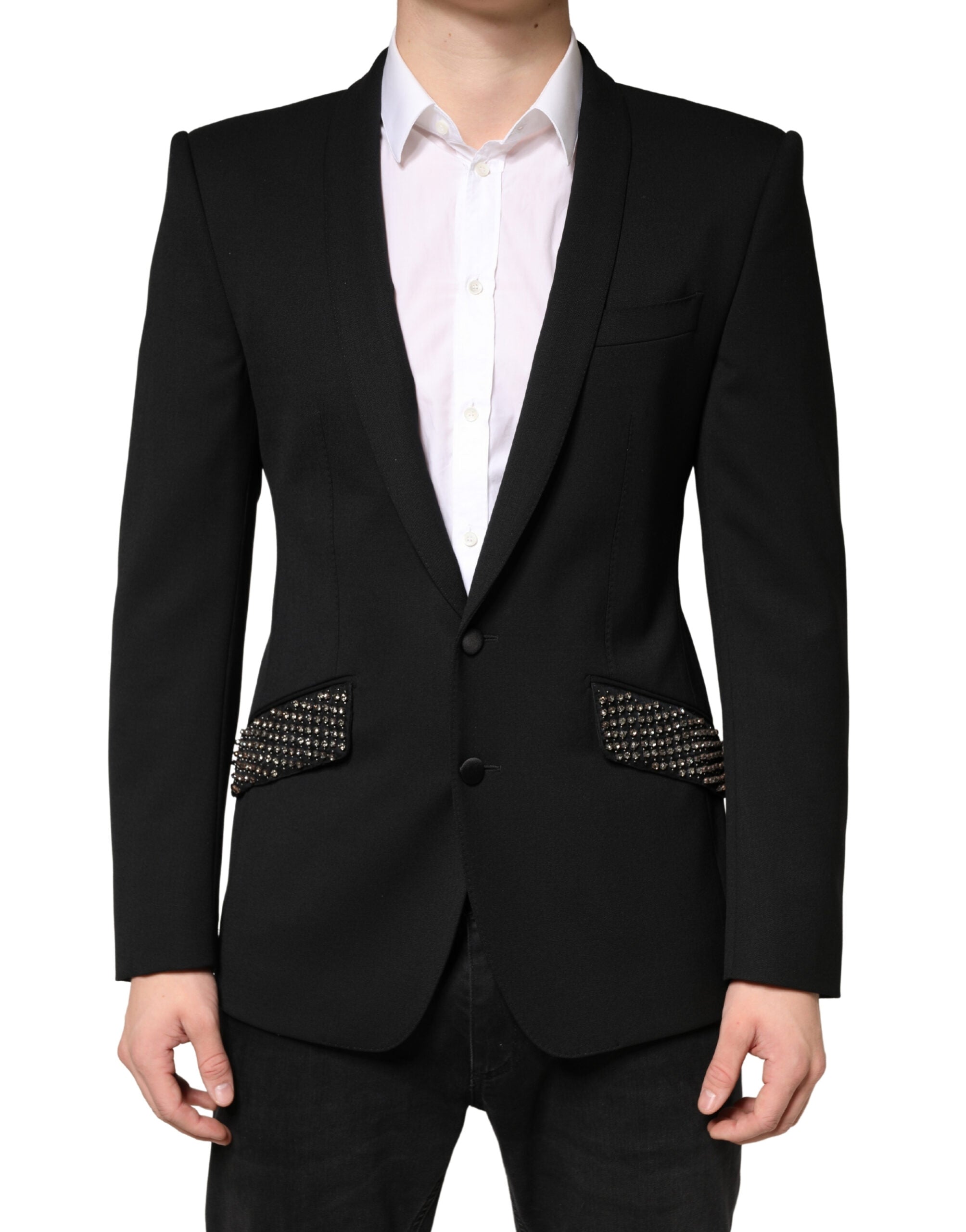 Dolce & Gabbana Schwarzer Blazer mit Verzierungen, Einreiher