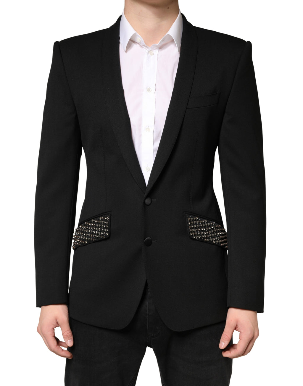 Dolce & Gabbana Embellished Single-Breasted Black Blazer