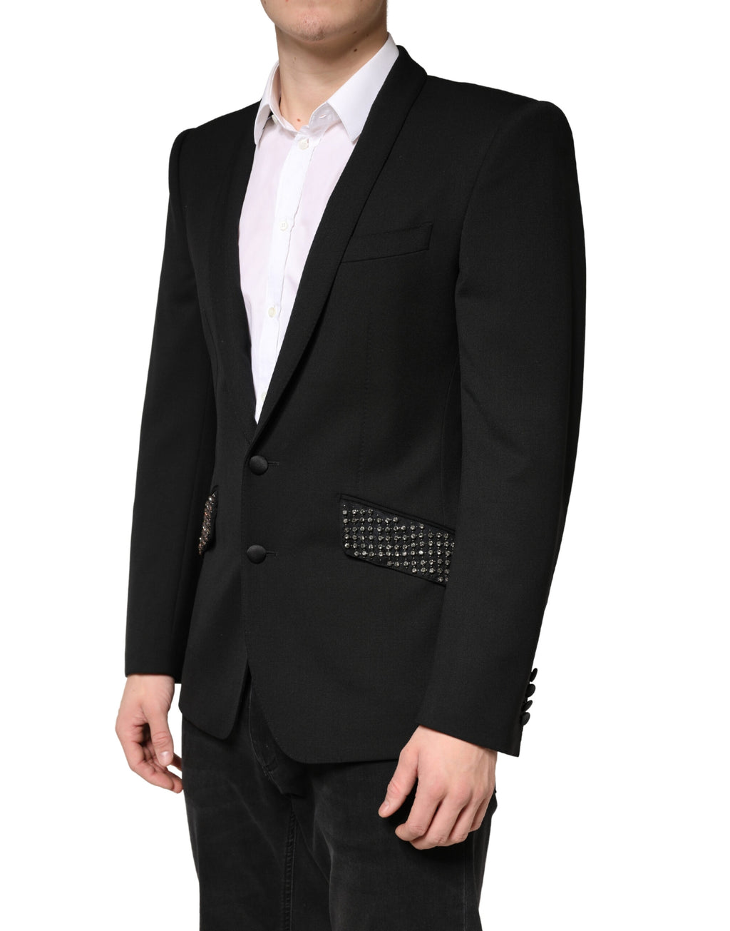 Dolce & Gabbana Embellished Single-Breasted Black Blazer