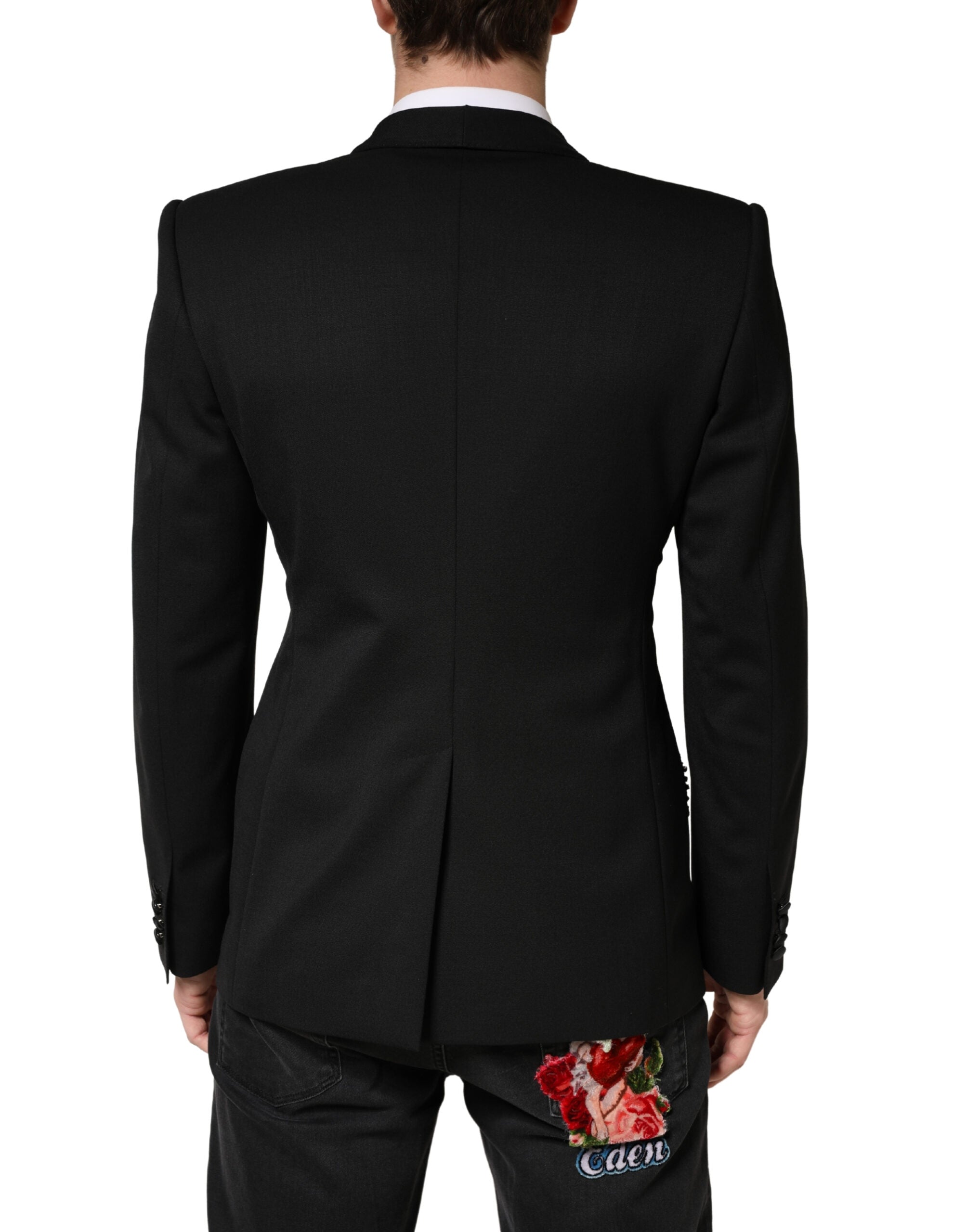 Dolce & Gabbana Schwarzer Blazer mit Verzierungen, Einreiher