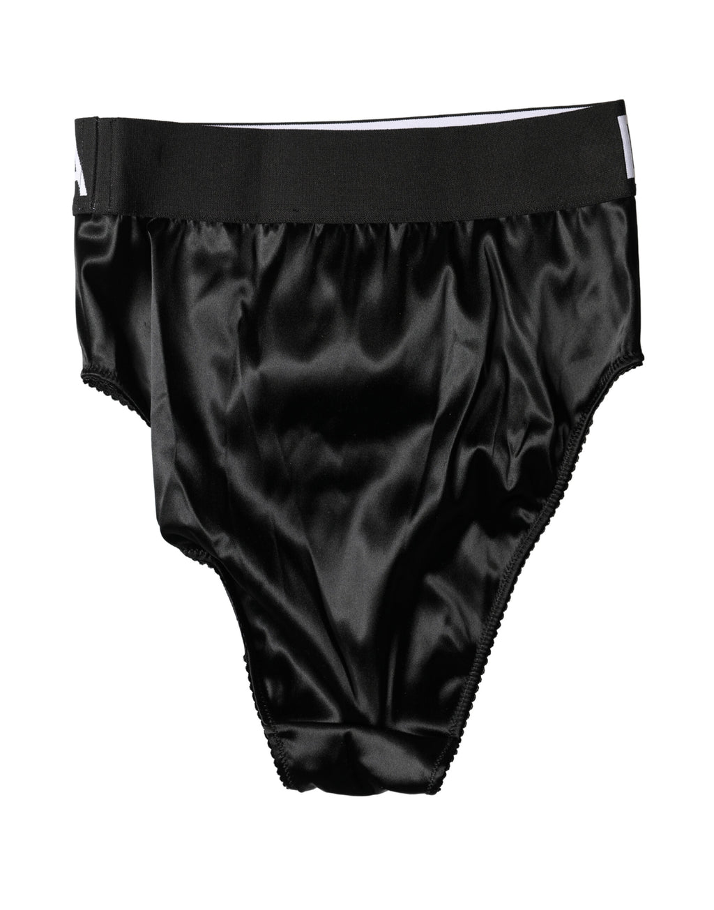 Dolce & Gabbana Women's Black High-Waisted Logo Satin Briefs