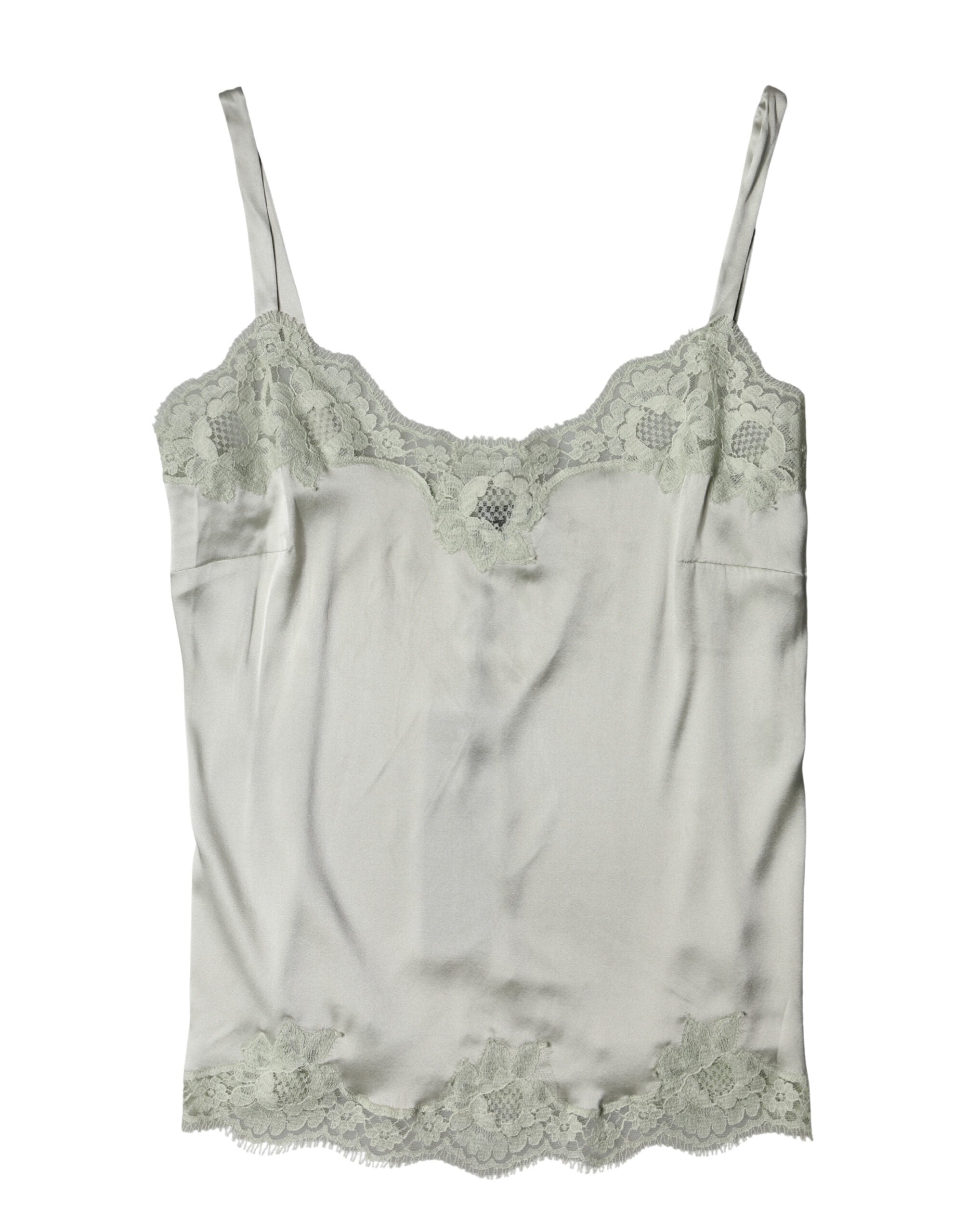 Dolce & Gabbana Light Green Floral Lace Lingerie Top