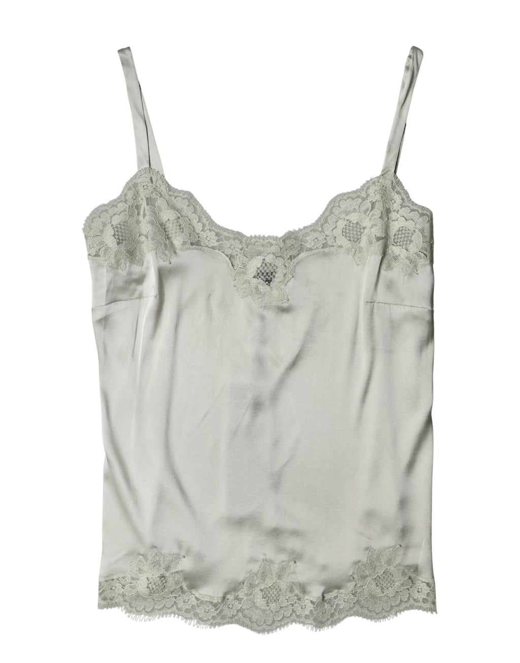 Dolce & Gabbana Light Green Floral Lace Lingerie Top