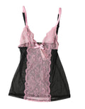 Roberto Cavalli Black Lingerie Top with Pink Floral Lace