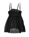 Dolce & Gabbana Black Silk Floral Lace Lingerie Top