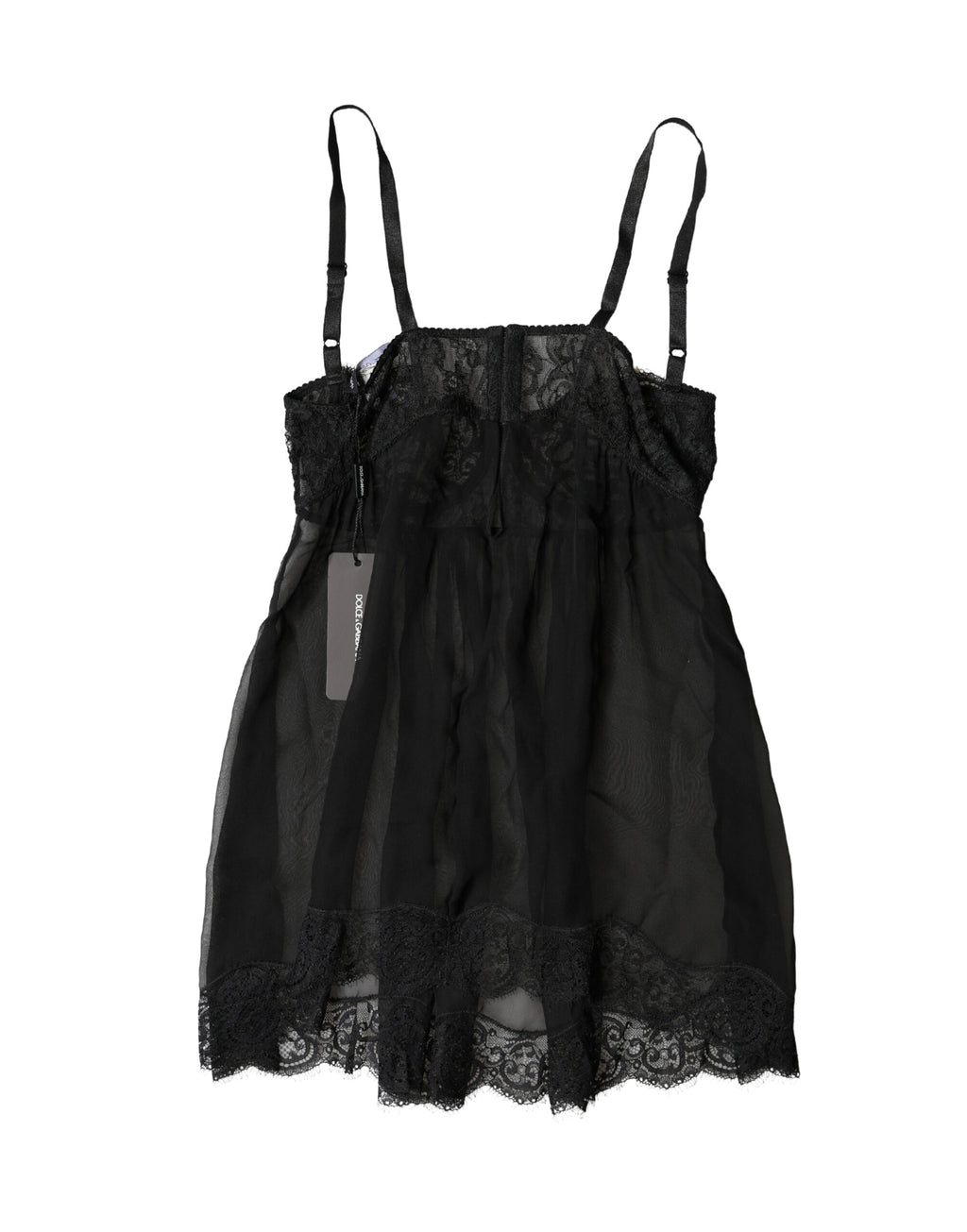 Dolce & Gabbana Black Silk Floral Lace Lingerie Top