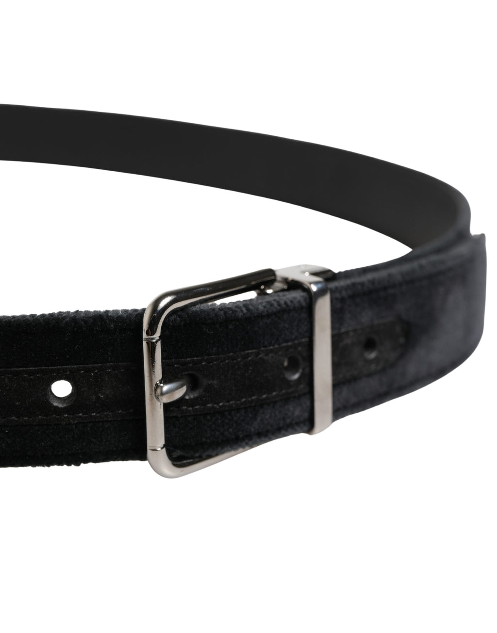 Dolce & Gabbana Schwarzer Gürtel aus Wildleder mit silberfarbener Metallschnalle für Herren