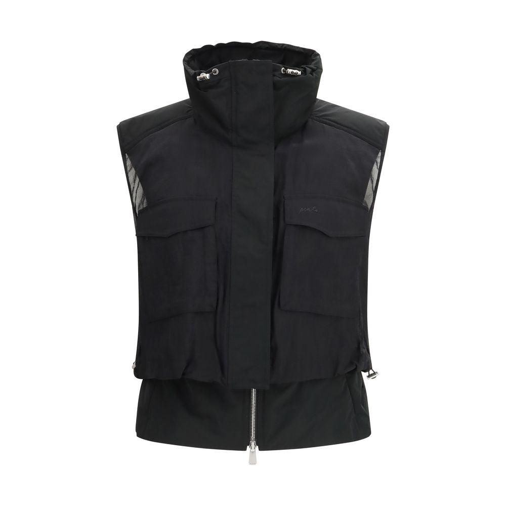 PINKO Schwarze ärmellose Nylonjacke