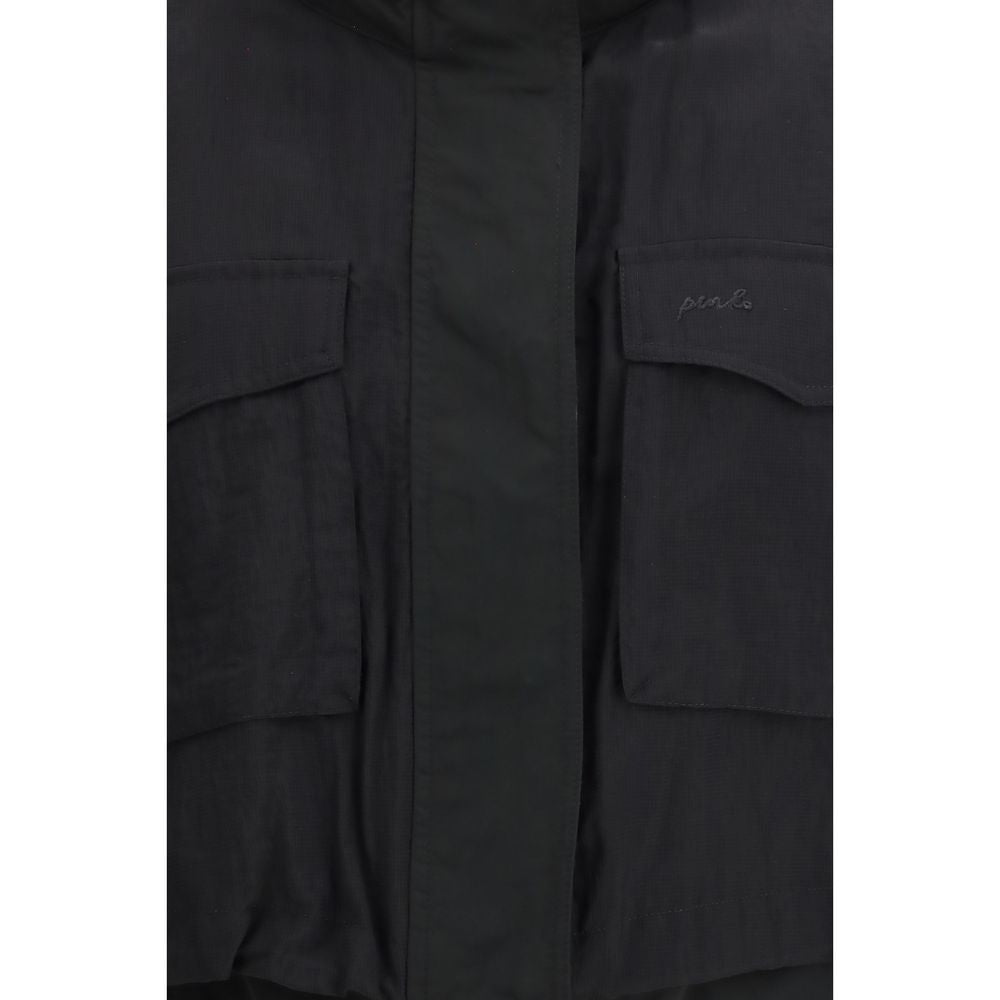 PINKO Schwarze ärmellose Nylonjacke