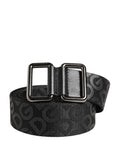 Dolce & Gabbana Black Belt with Logo Monogram and Silver Metal Buckle