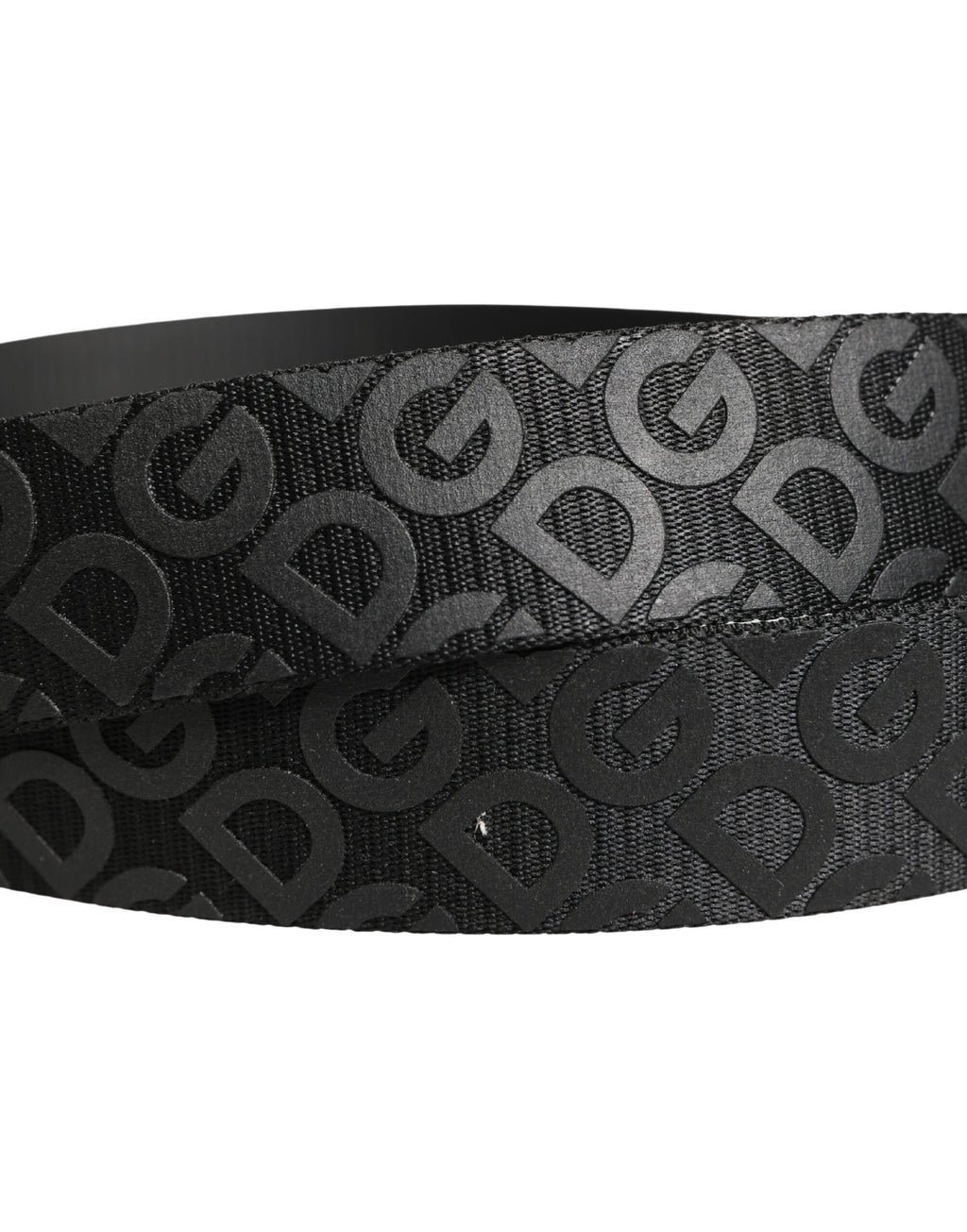Dolce & Gabbana Black Belt with Logo Monogram and Silver Metal Buckle