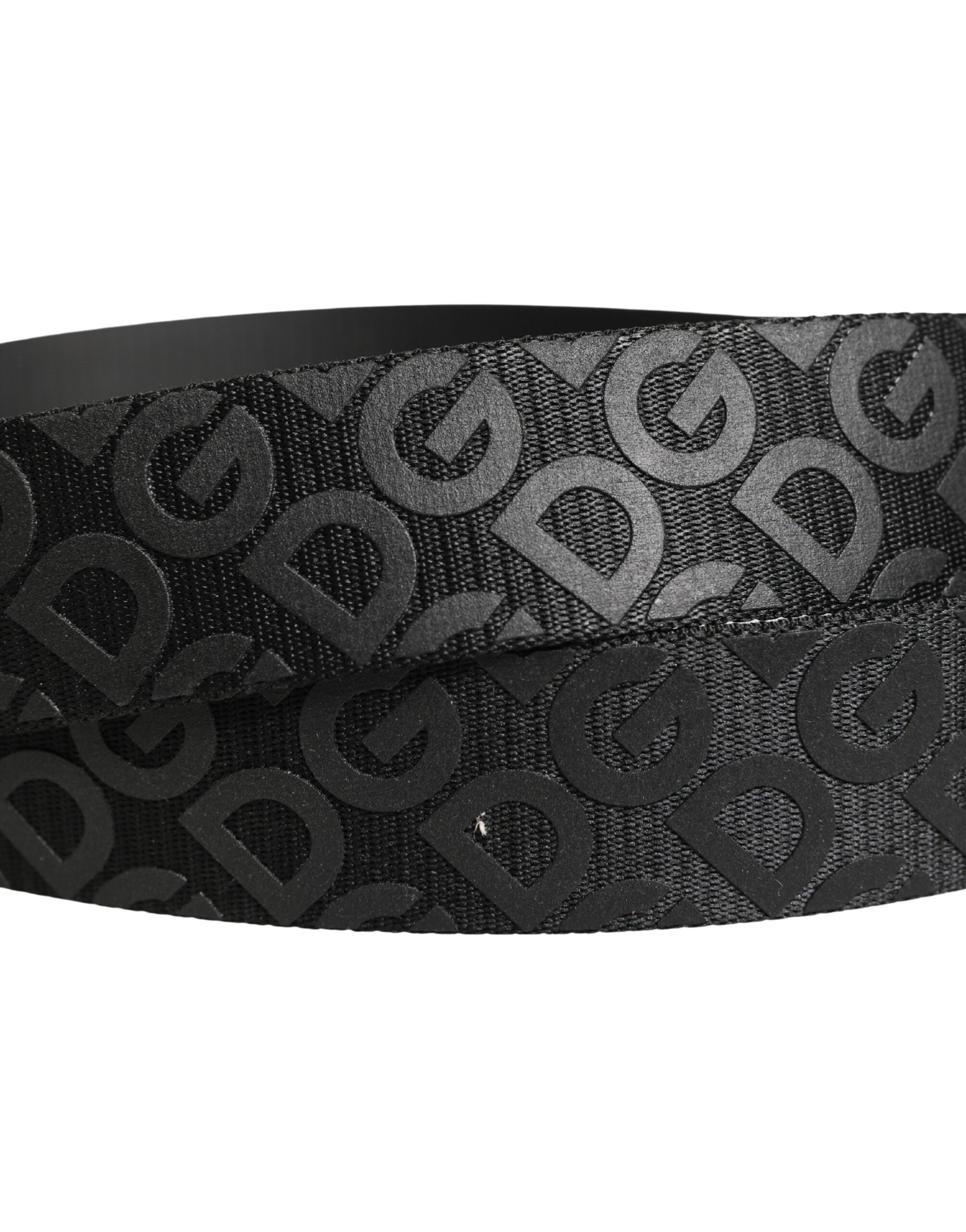 Dolce & Gabbana Black Belt with Logo Monogram and Silver Metal Buckle