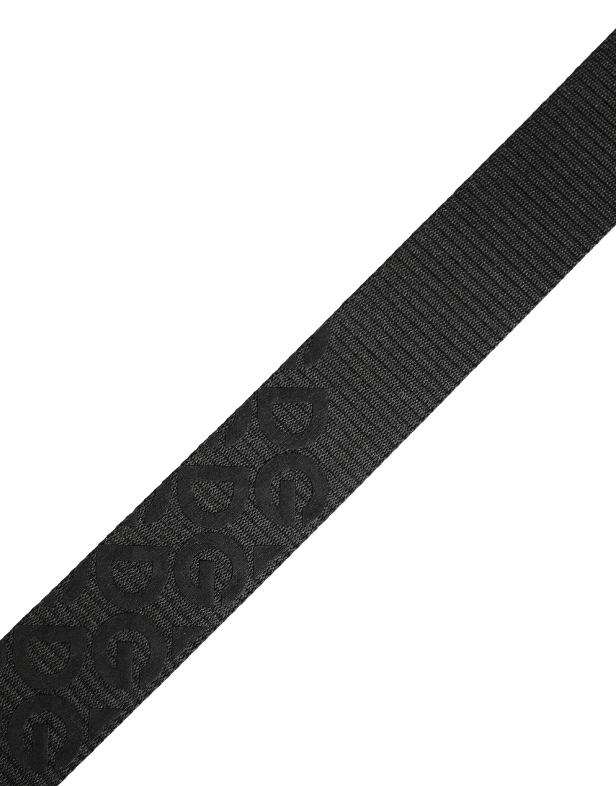 Dolce & Gabbana Black Belt with Logo Monogram and Silver Metal Buckle