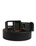 Dolce & Gabbana Black Calfskin Belt with Gold Metal Buckle