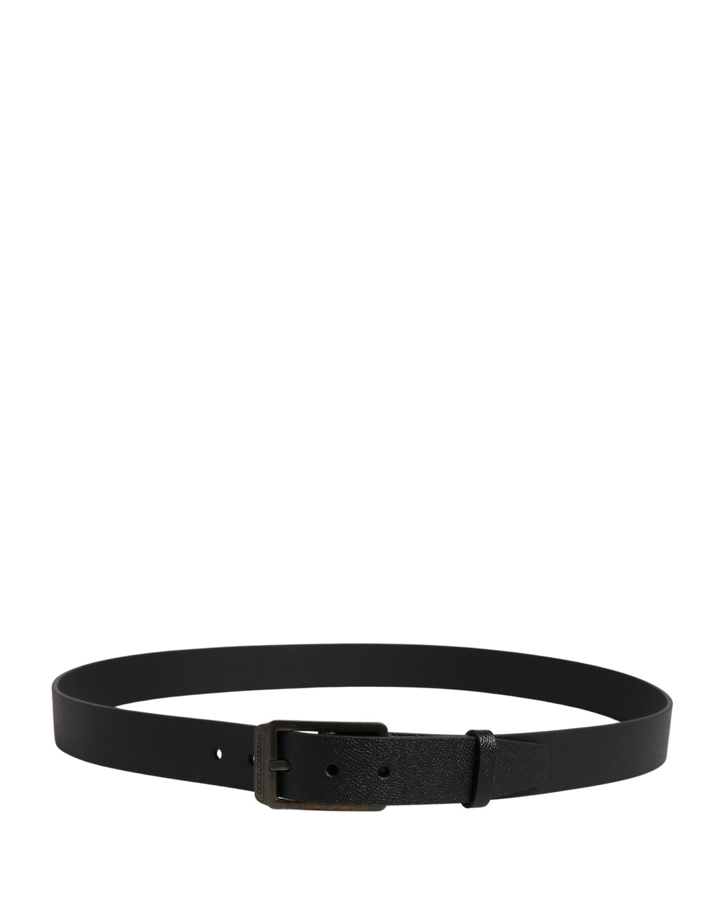 Dolce & Gabbana Black Calfskin Belt with Gold Metal Buckle