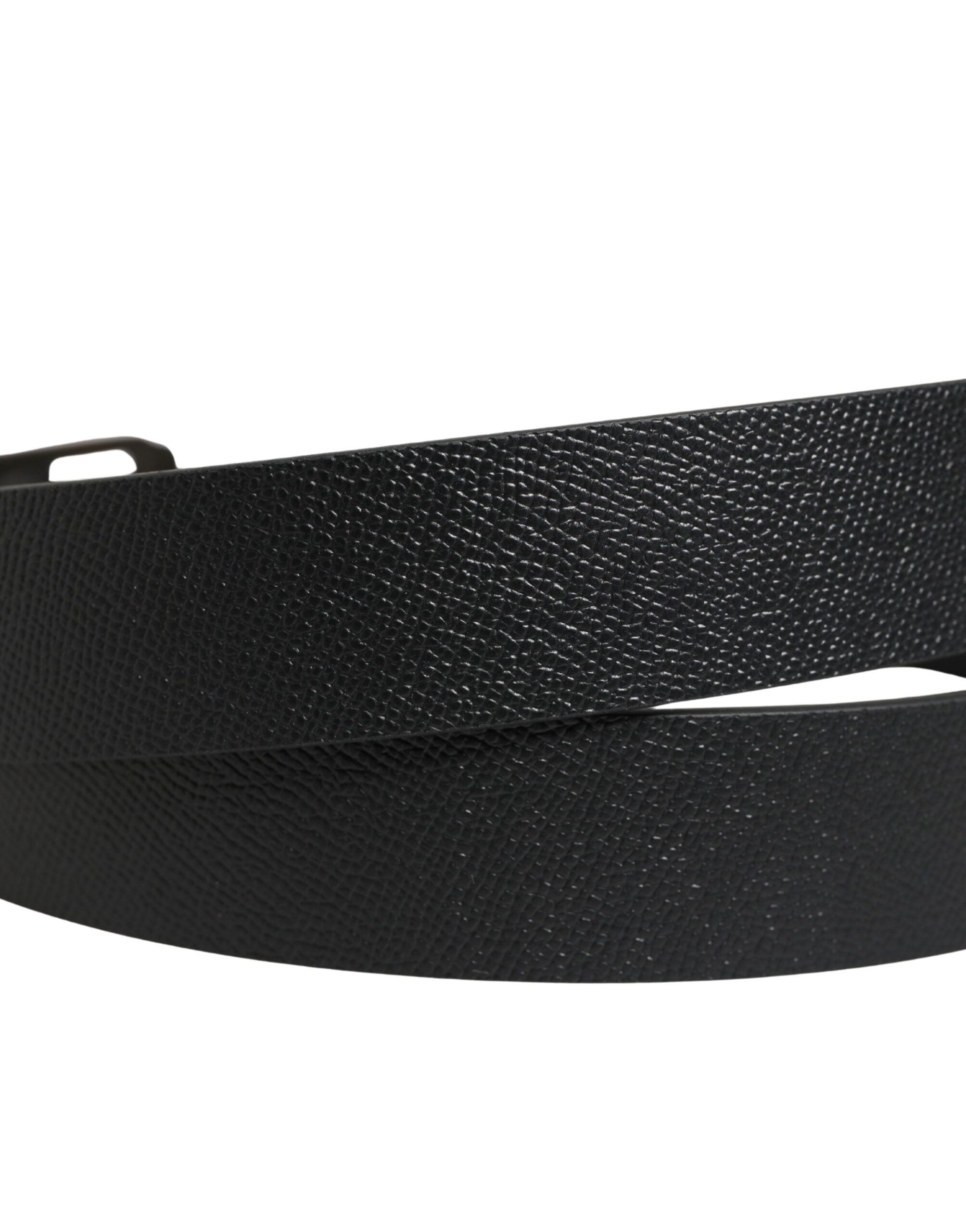 Dolce & Gabbana Black Calfskin Belt with Gold Metal Buckle