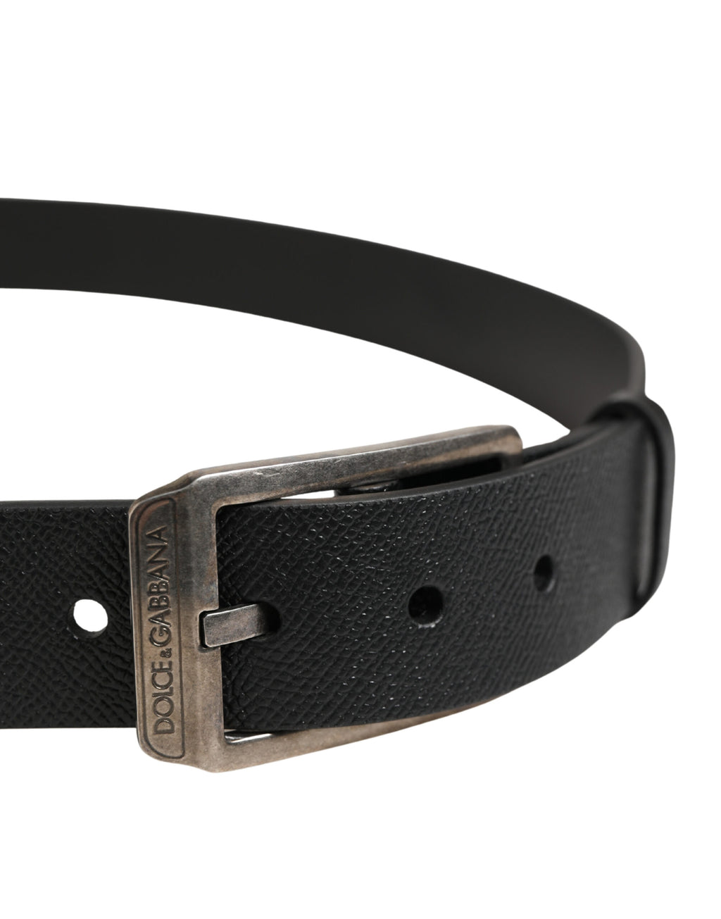 Dolce & Gabbana Black Calfskin Belt with Silver Metal Buckle